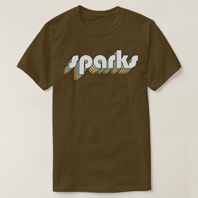 Sparks Retro Rainbow Typografie Faded Style T-Shirt (Design vorne)