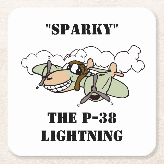 "Sparky" der Cartoon P-38 Blitze Rechteckiger Pappuntersetzer (Vorderseite)