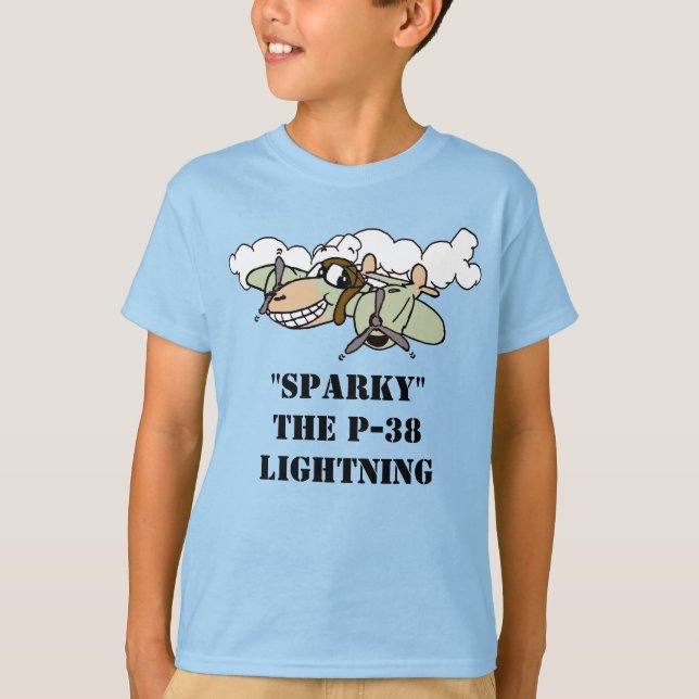 Sparky, der P-38 Lightning Cartoon T - Shirt (Vorderseite)