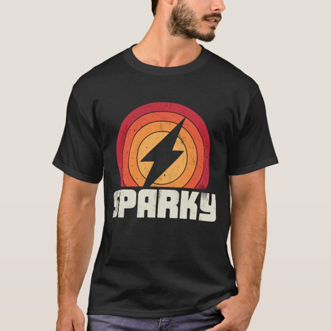 Sparky Electrician Funny Lineman Vater Retro Vinta T-Shirt (Vorderseite)