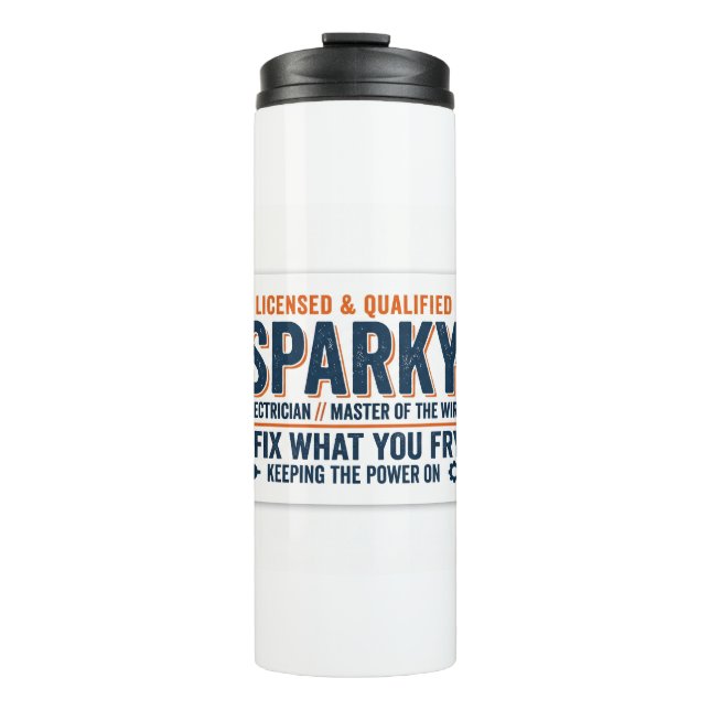 Sparky-Elektriker-Geschenk Thermosbecher (Vorderseite)