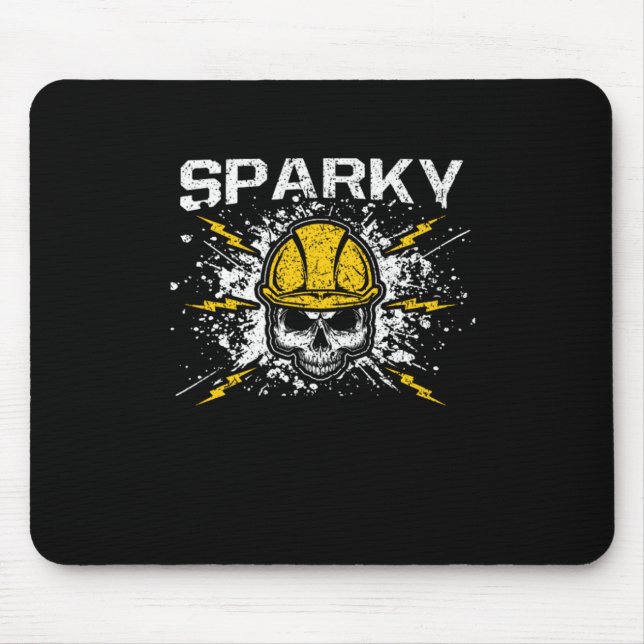 Sparky Groundvoltage Electrician Lineman Skull Mousepad (Vorne)
