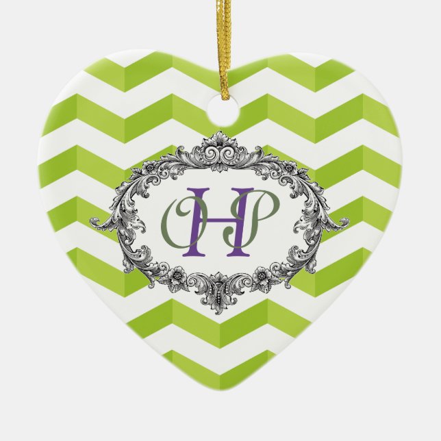 Sparren und ovaler Rahmen mit Monogramm Keramik Ornament (Vorne)