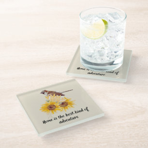 Sparroe Bird & Floral mit Zitat-Untersetzer Glasuntersetzer