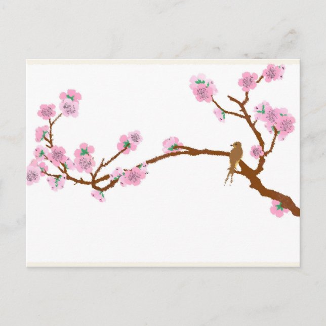 Sparrow auf Baum 4 - Postkarte (Vorderseite)