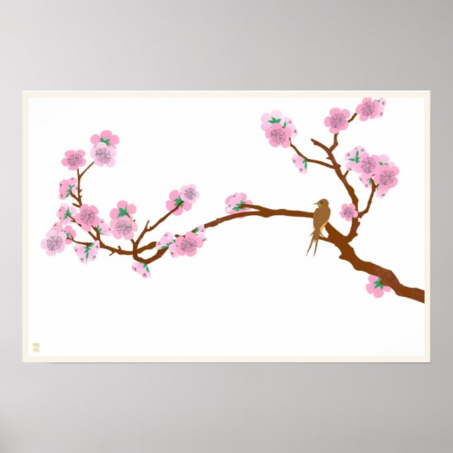 Sparrow auf Baum Poster (Vorne)