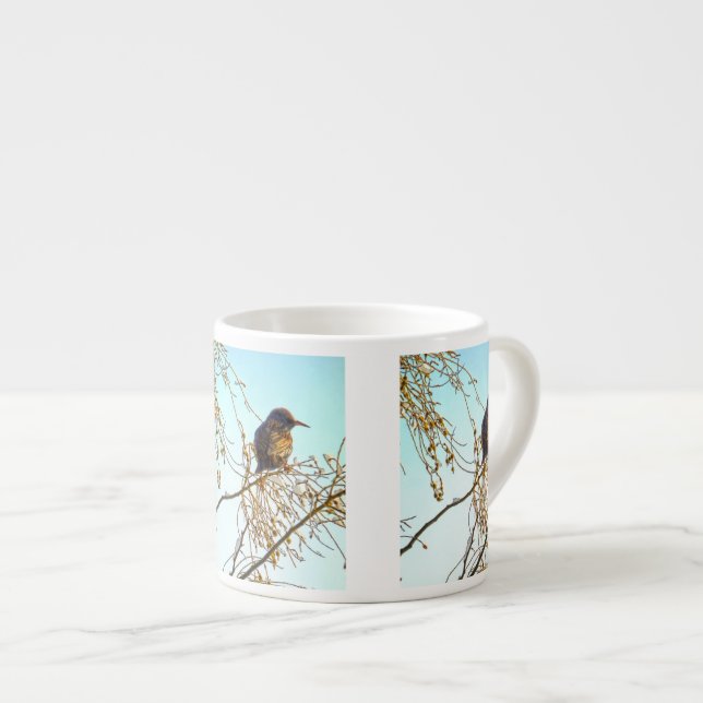 Sparrow auf einer Winterzweigung Espressotasse (Vorderseite Rechts)