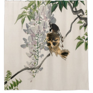 Sparrow auf einer Zweigniederlassung von Kōno Bair Duschvorhang