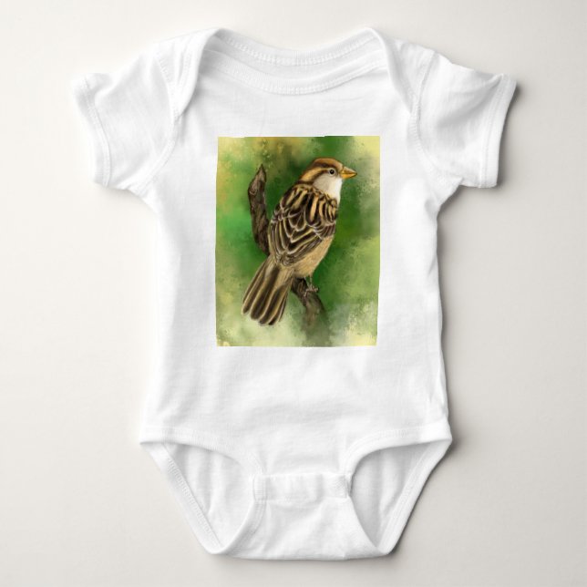 Sparrow Baby Bodysuit Beautiful Liuttle Bird Baby Strampler (Vorderseite)