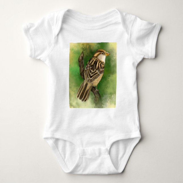 Sparrow Baby Bodysuit Beautiful Liuttle Bird Strampler (Vorderseite)