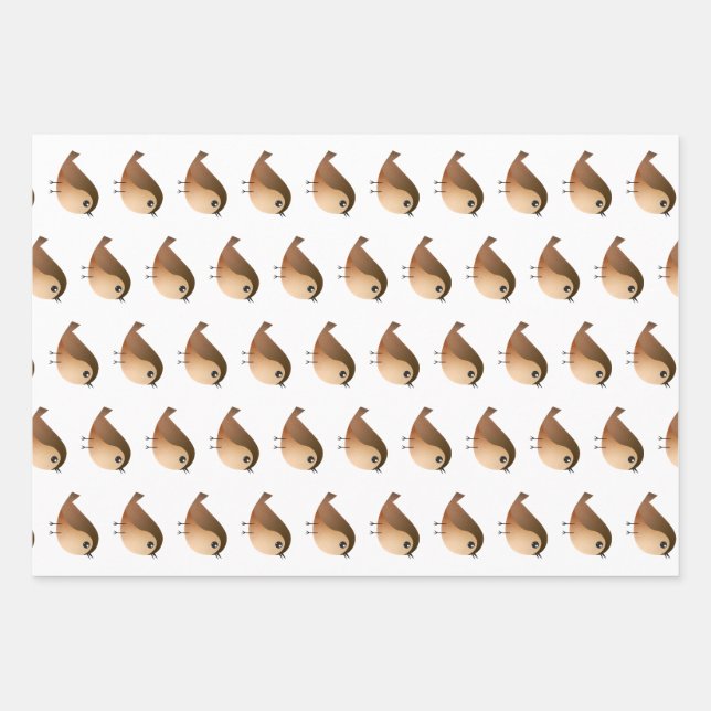 Sparrow Bird-Cartoon Geschenkpapier Set (Vorderseite)
