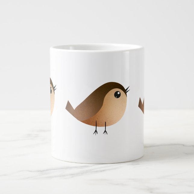 Sparrow Bird-Cartoon Jumbo-Tasse (Vorderseite)