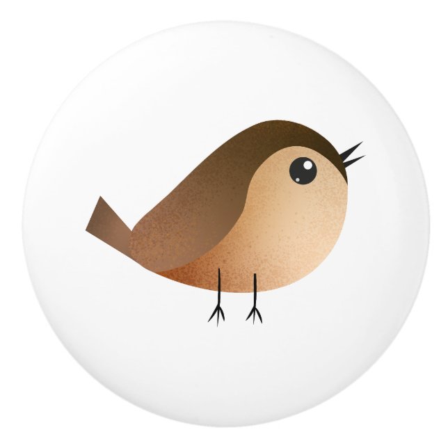 Sparrow Bird-Cartoon Keramikknauf (Vorderseite)