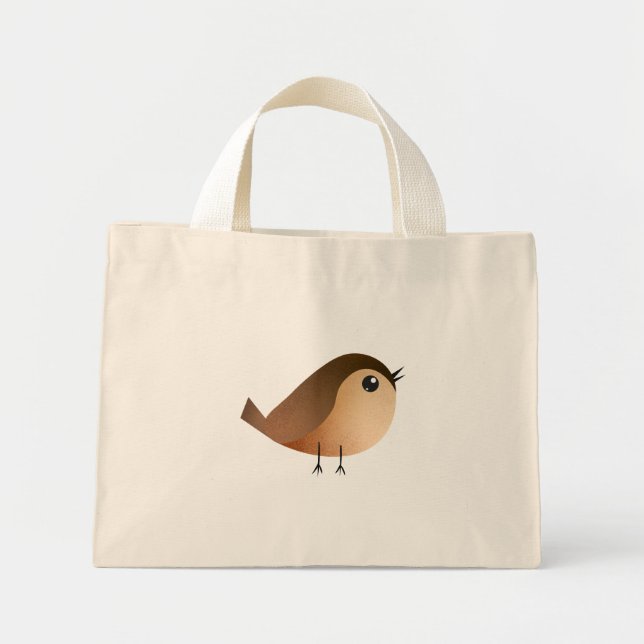Sparrow Bird-Cartoon Mini Stoffbeutel (Vorne)