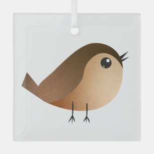 Sparrow Bird-Cartoon Ornament Aus Glas