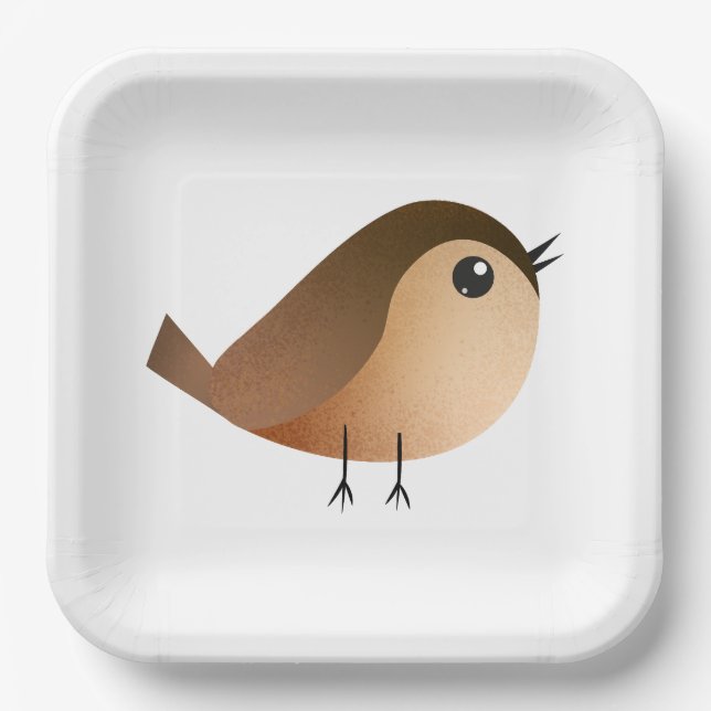 Sparrow Bird-Cartoon Pappteller (Vorderseite)