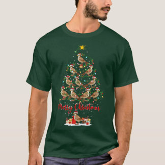 Sparrow Bird Lover Matching Santa Sparrow Christma T-Shirt
