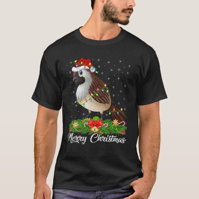 Sparrow Bird Lover Matching Weihnachtsmannmütze Sp T-Shirt (Vorderseite)