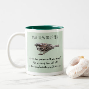 Sparrow Bird vergiftet die Bibelverse Zweifarbige Tasse