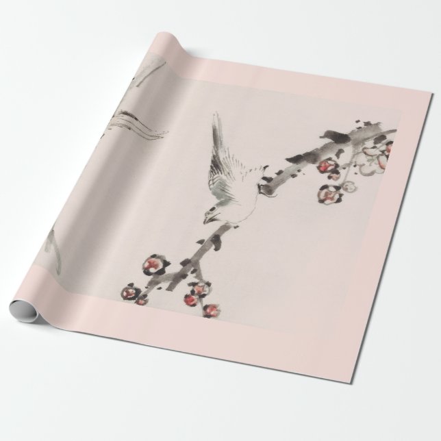 SPARROW CHERRY BLOSSOM Wrapping Paper Geschenkpapier (Ungerollt)
