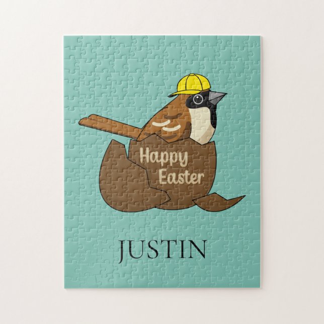 Sparrow Chocolate Egg Happy Oaster | Personalisier Puzzle (Vertikal)