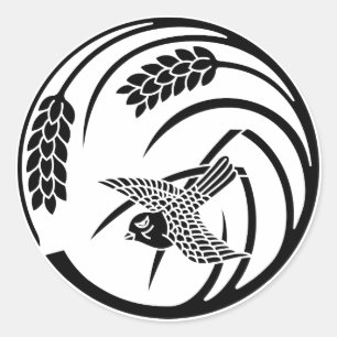 Sparrow im Reiskreis-Pflanze Runder Aufkleber