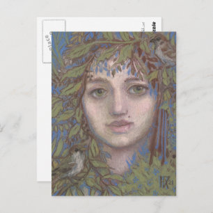 Sparrow Lady Surreal Fantasy Kunst, Dichtung und M Postkarte