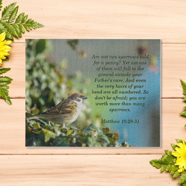 Sparrow mit Bibelverse von Matthew 10:29-31 Puzzle (Von Creator hochgeladen)