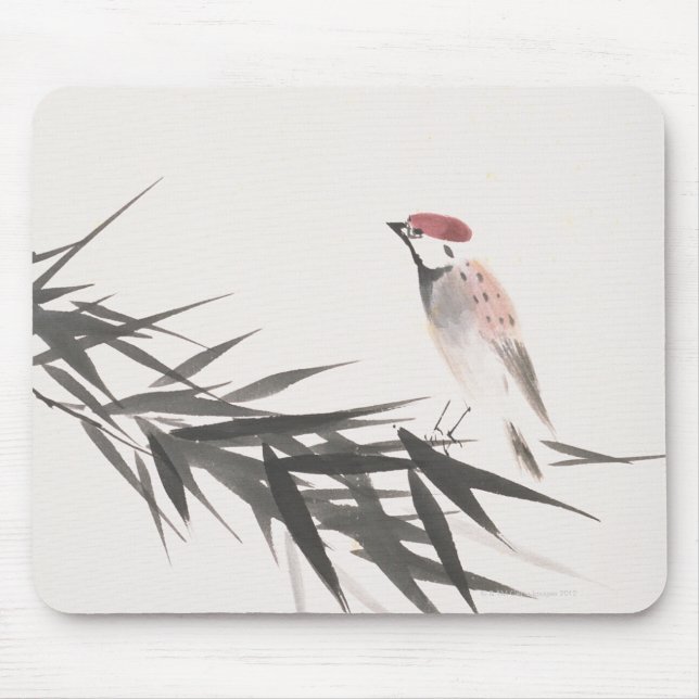 Sparrow- und Bamboo-Blätter Mousepad (Vorne)