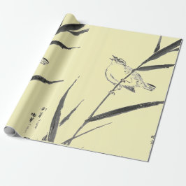 SPARROWS AUF DEM GELBEN BRANCHENPAPIER GESCHENKPAPIER