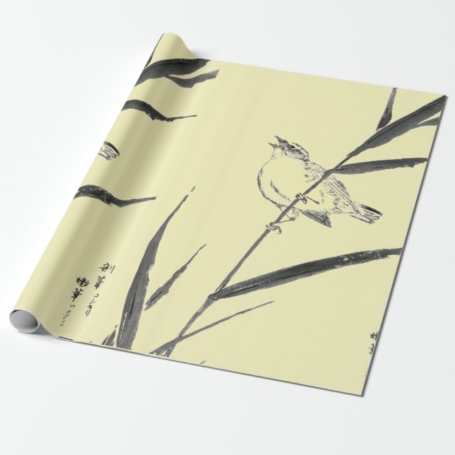 SPARROWS AUF DEM GELBEN BRANCHENPAPIER GESCHENKPAPIER (Ungerollt)