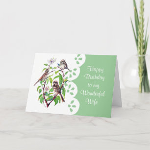 Sparrows Dogwood Watercolor Ehefrau Birthday Garde Karte