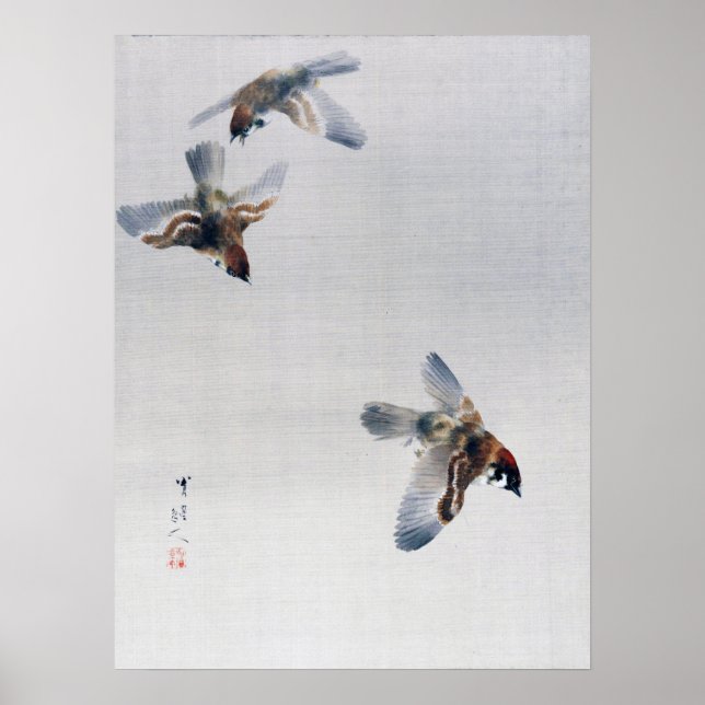 Sparrows Flying, Watanabe Seitei Poster (Vorne)