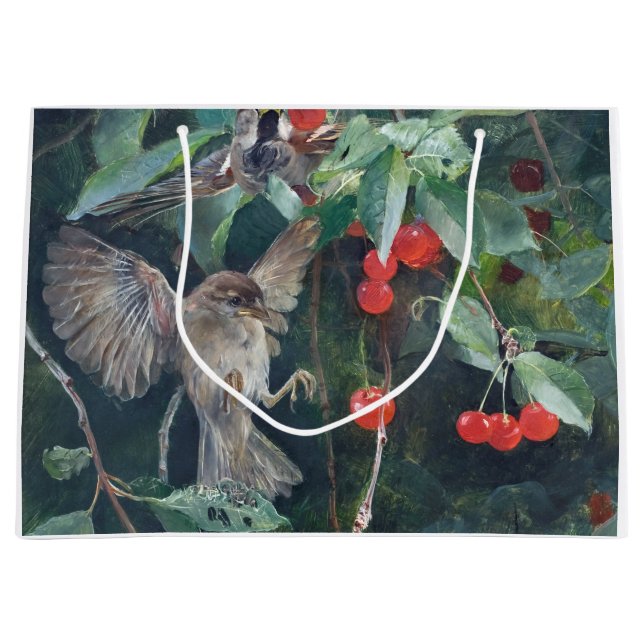 Sparrows in einem Kirschbaum, Bruno Liljefors Große Geschenktüte (Vorderseite)