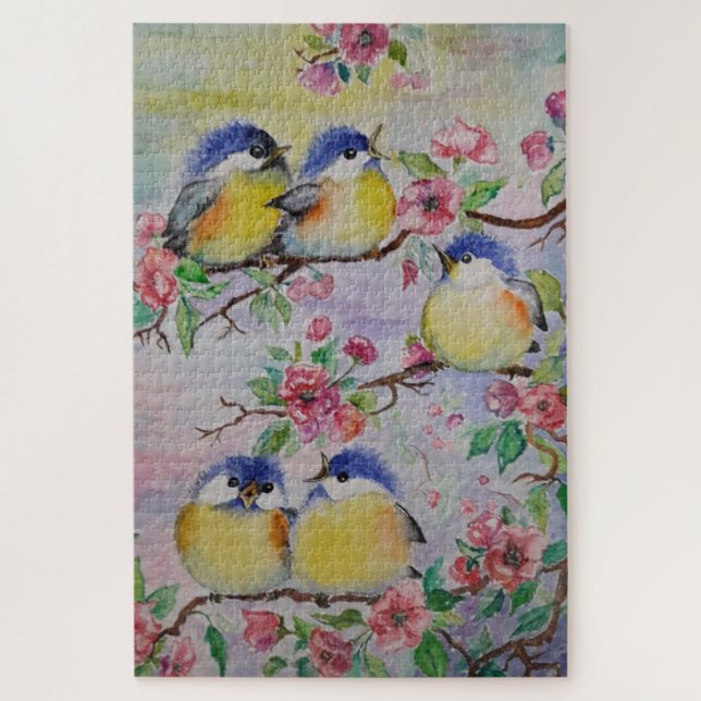 Sparrows Puzzle Spring Birds - Malerei (Vertikal)