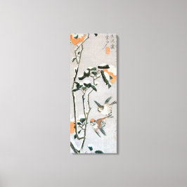 Sparrows und Kamelien in Snow von Ando Hiroshige Leinwanddruck