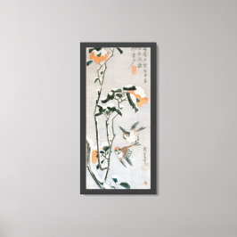 Sparrows und Kamelien in Snow von Ando Hiroshige Leinwanddruck