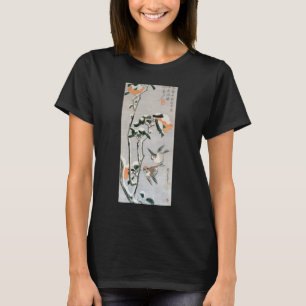 Sparrows und Kamelien in Snow von Ando Hiroshige T-Shirt