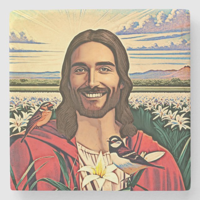 Sparrows und Lilies Steinuntersetzer (Vorderseite)