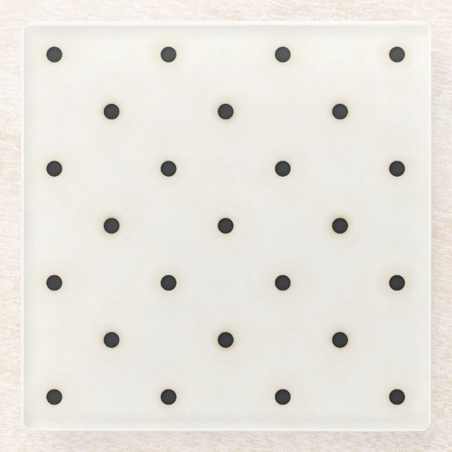 Sparse Polka Dots auf antikem Weiß Glasuntersetzer (Vorderseite)