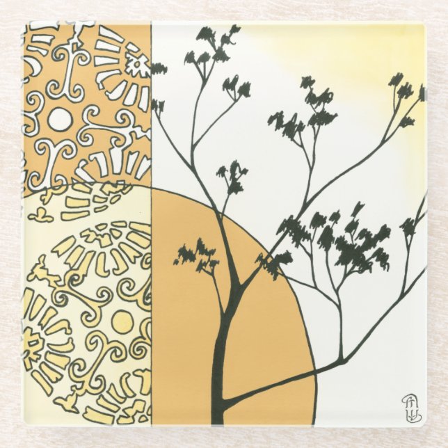 Sparse Tree Silhouette von Megan Meagher Glasuntersetzer (Vorderseite)