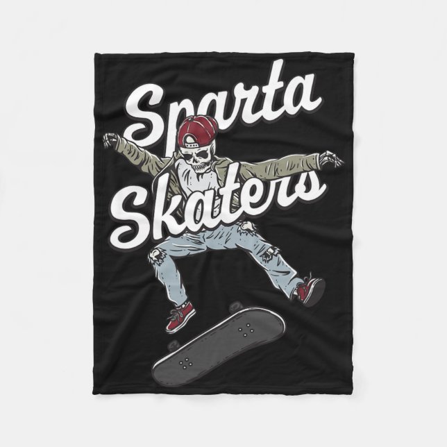 Sparta Skater Skateboarding Funny Skateboard Humor Fleecedecke (Vorderseite)