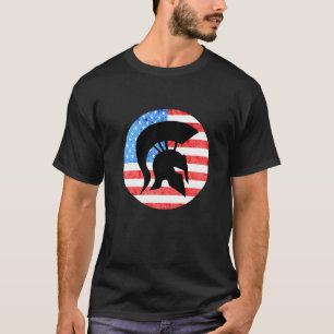 Sparta Soldier American Flag Usa Spartan Gladiator T-Shirt