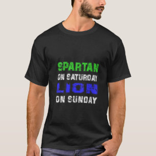 Spartan am Samstag Löwe am Sonntag Lustig Detroit  T-Shirt