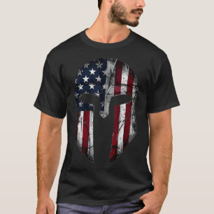 Spartan American Flag Patriotic Men Women Vint T-Shirt