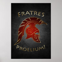 Spartan Battle Griechischer Krieger Rotes Poster