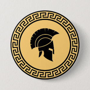 Spartan Helmet Bold Black & Gold Design Button
