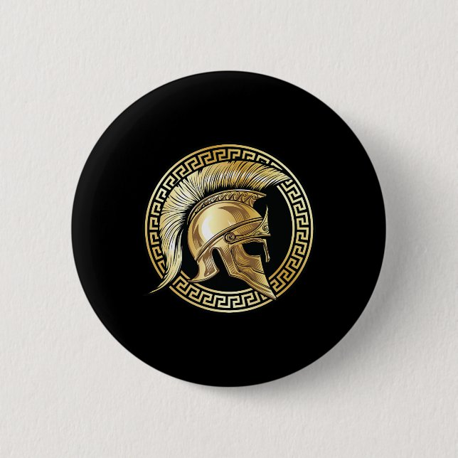 Spartan Helmet Gold Gladiator Sparta Griechisches  Button (Vorderseite)