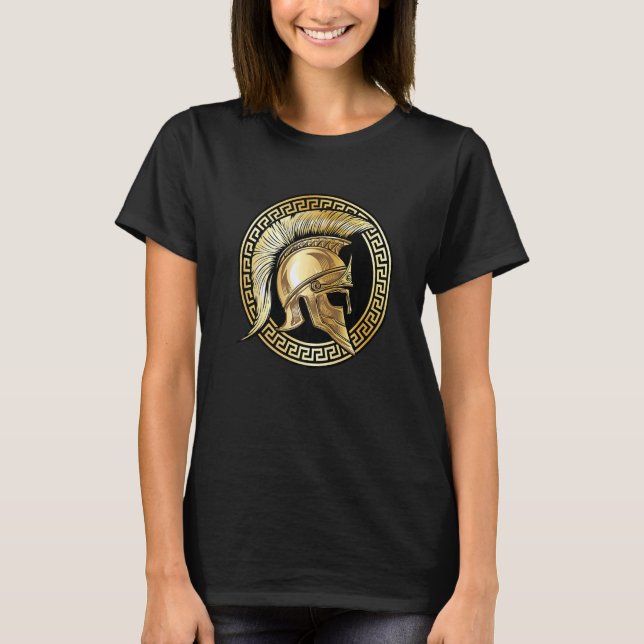 Spartan Helmet Gold Gladiator Sparta Gym Wor T-Shirt (Vorderseite)