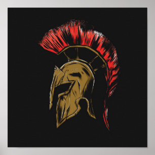 Spartan Helmet Illustration Poster